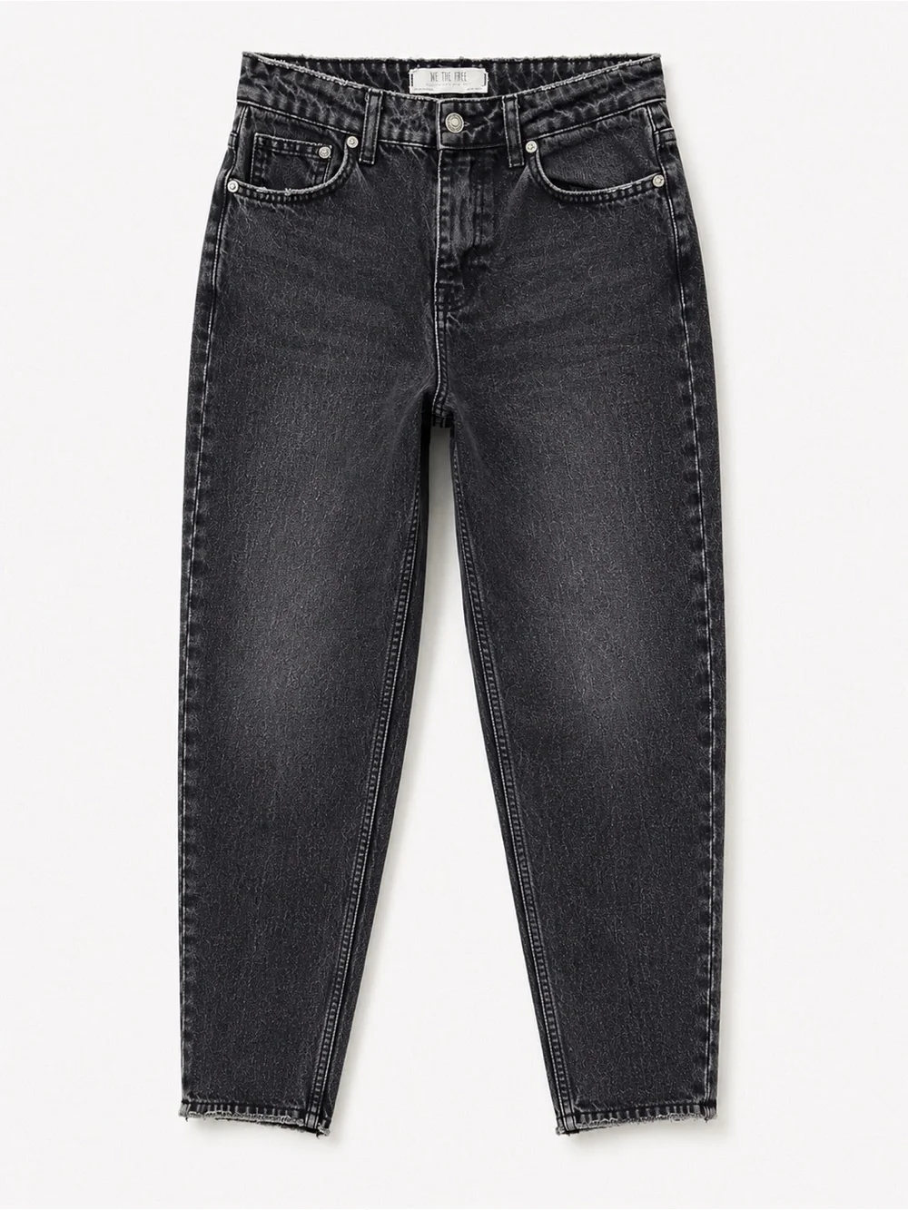 We The Free Black Acid Wash Slim Tapered Mom Jeans Size 25